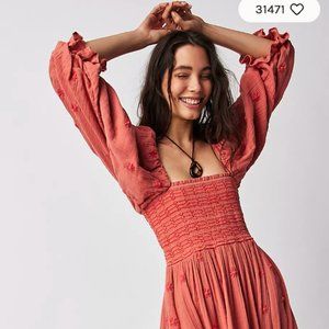 Free People Dahlia Embroidered Maxi Dress NWT